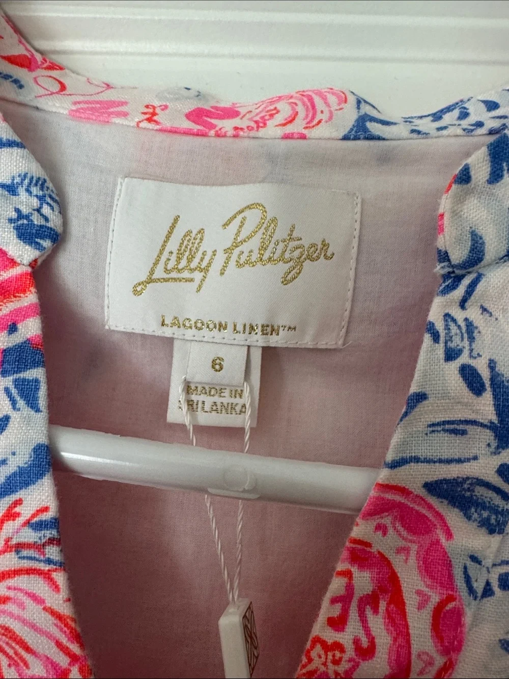 Lilly Pulitzer Mialeigh Elbow Lagoon Linen Resort White, Lil Sun Sea Sand - Picture 2 of 3